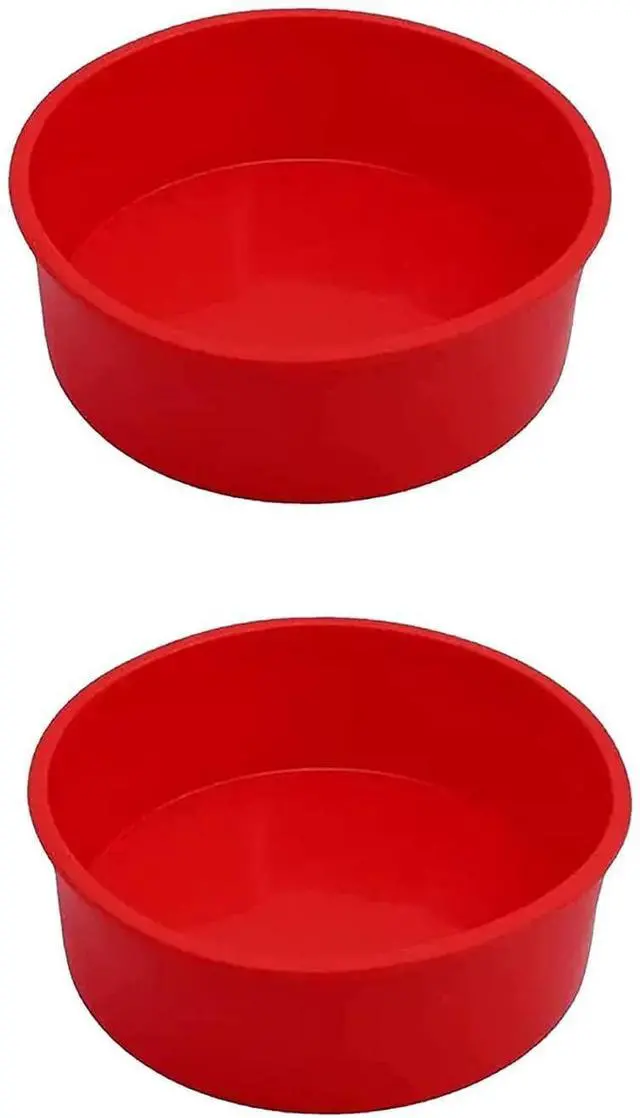 Main image of 2pcs 6 Inch Silicone Cake Pan for Baking, Round Cake Molds Pan Silicone Baking Molds Non-Stick Quick Release Suitable for Cheesecake Chocolate Cake Brownie Cake puddings