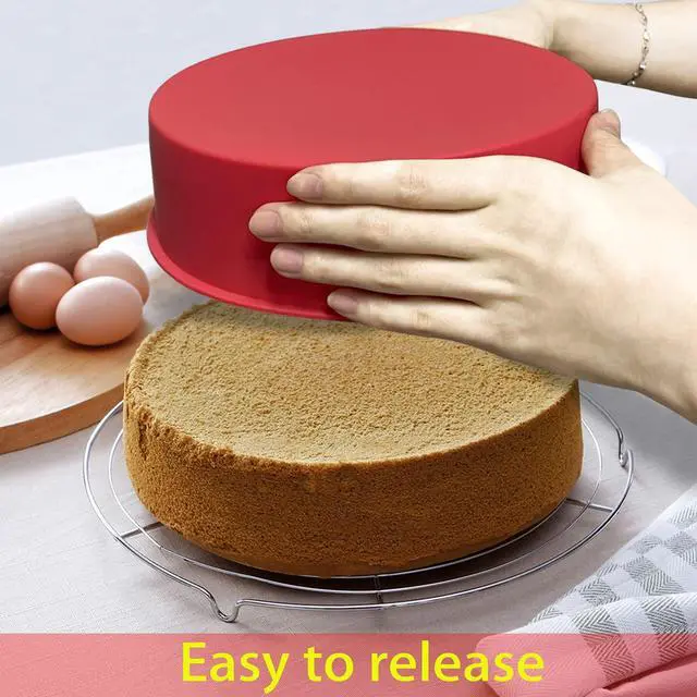 Alt view image 5 of 6 - 2pcs 6 Inch Silicone Cake Pan for Baking, Round Cake Molds Pan Silicone Baking Molds Non-Stick Quick Release Suitable for Cheesecake Chocolate Cake Brownie Cake puddings