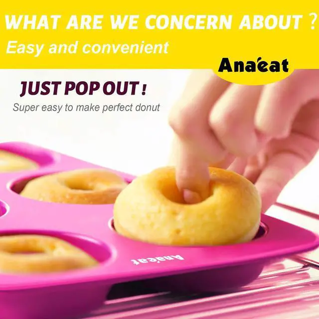 Alt view image 2 of 7 - 3 Pack Donut Pan Silicone Baking Mold, Just Pop Out! Non-Stick Doughnuts Baking Pans BPA Free for 6 Full-Size Donuts, Muffin, Cake Biscuit Bagels - Oven & Dishwasher Safe (Multicolor)