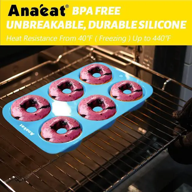 Alt view image 3 of 7 - 3 Pack Donut Pan Silicone Baking Mold, Just Pop Out! Non-Stick Doughnuts Baking Pans BPA Free for 6 Full-Size Donuts, Muffin, Cake Biscuit Bagels - Oven & Dishwasher Safe (Multicolor)