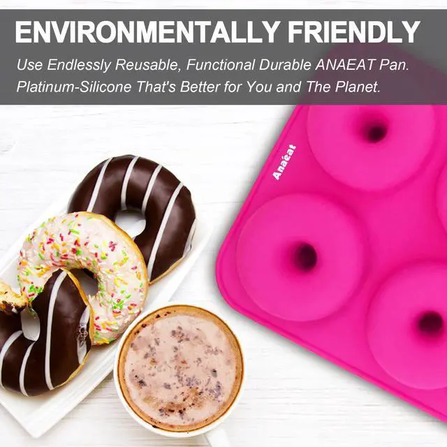 Alt view image 5 of 7 - 3 Pack Donut Pan Silicone Baking Mold, Just Pop Out! Non-Stick Doughnuts Baking Pans BPA Free for 6 Full-Size Donuts, Muffin, Cake Biscuit Bagels - Oven & Dishwasher Safe (Multicolor)