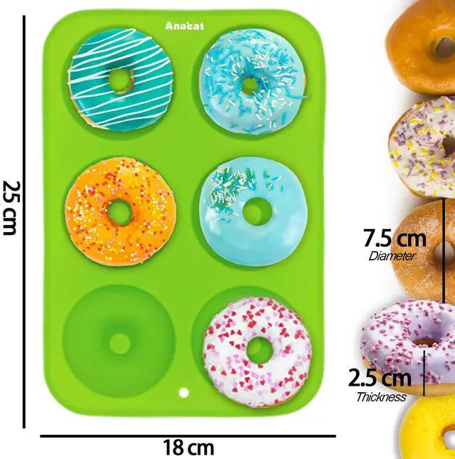 Alt view image 6 of 7 - 3 Pack Donut Pan Silicone Baking Mold, Just Pop Out! Non-Stick Doughnuts Baking Pans BPA Free for 6 Full-Size Donuts, Muffin, Cake Biscuit Bagels - Oven & Dishwasher Safe (Multicolor)