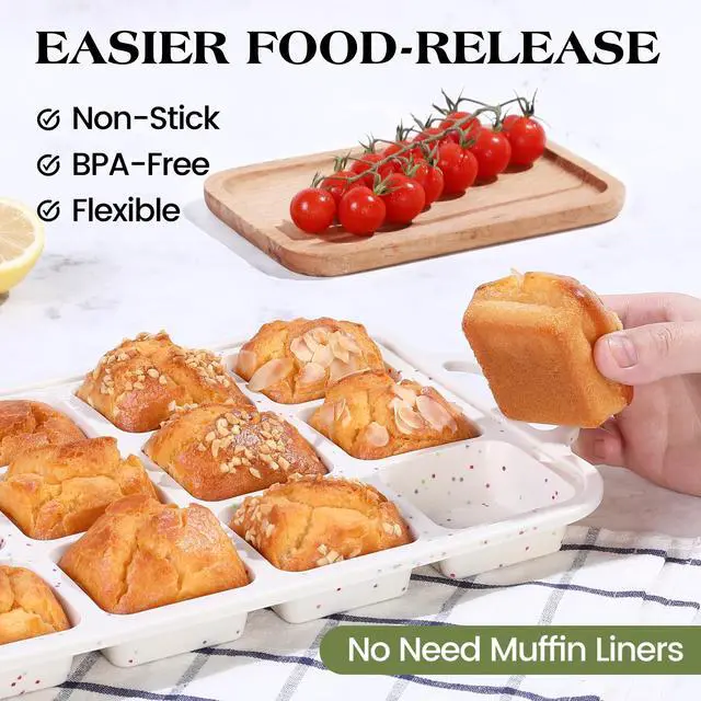 Alt view image 3 of 7 - Mini Brownie Pan with Dividers, 12 Cup Square, Cream