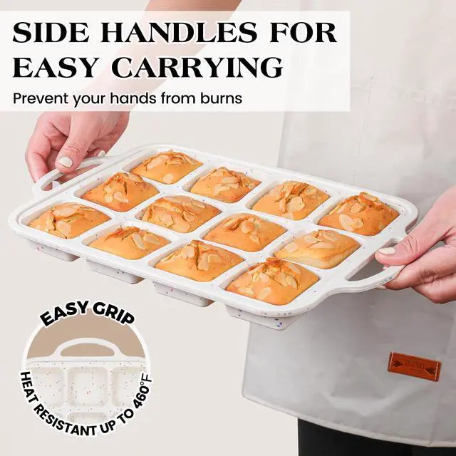 Alt view image 6 of 7 - Mini Brownie Pan with Dividers, 12 Cup Square, Cream