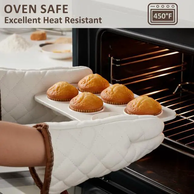 Alt view image 7 of 7 - 2 Pack Silicone Muffin Pan - Non Stick Collapsible Metal-Reinforced Frame Cupcake Pan with Handles 6 Cup Regular, BPA Free Cupcake and Medium Muffin Tray, Baking Pan Molds for Oven Dishwasher Safe