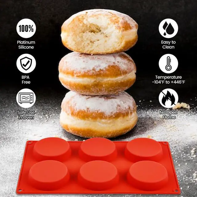 Alt view image 3 of 7 - Muffin Top Pan, Silicone Egg Molds for Breakfast Sandwiches 3 Inch Round Silicone Baking Molds for Baking English Muffins, Whoopie Pies, Corn Bread, Egg Bites, Cookie, Tarts 3 Pack