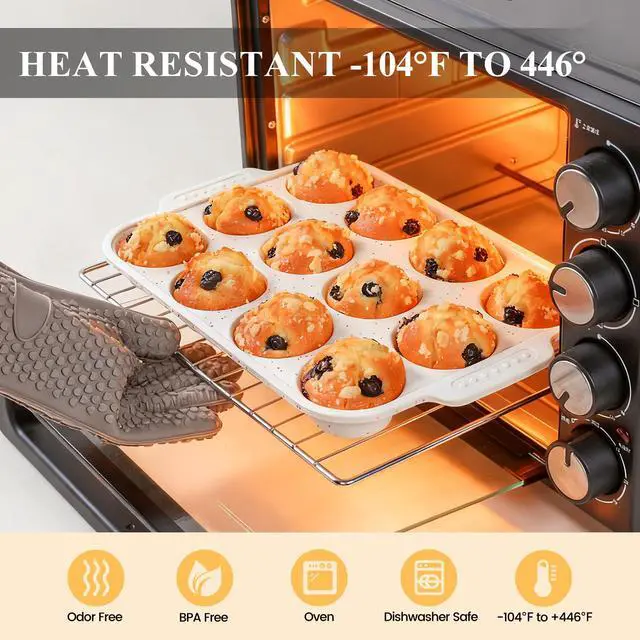 Alt view image 6 of 7 - Silicone Muffin Pan with Reinforced Frame, Nonstick Cupcake Pan
