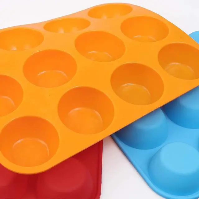 Alt view image 4 of 7 - Silicone Muffin Pan, Cupcake Pan, 12 Cups, Food Grade Egg Muffin Baking Silicone Molds, Non-stick, 3 Pcs