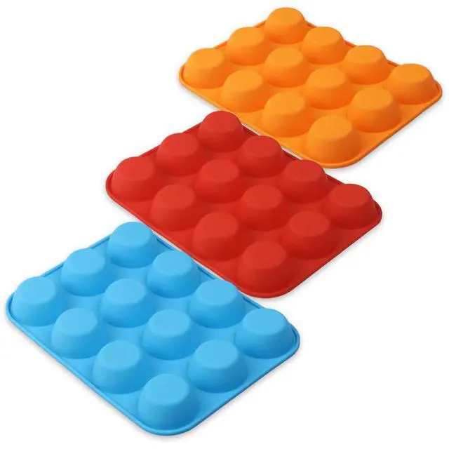 Alt view image 5 of 7 - Silicone Muffin Pan, Cupcake Pan, 12 Cups, Food Grade Egg Muffin Baking Silicone Molds, Non-stick, 3 Pcs