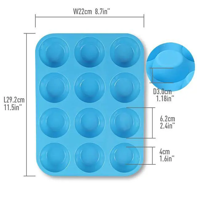 Alt view image 7 of 7 - Silicone Muffin Pan, Cupcake Pan, 12 Cups, Food Grade Egg Muffin Baking Silicone Molds, Non-stick, 3 Pcs