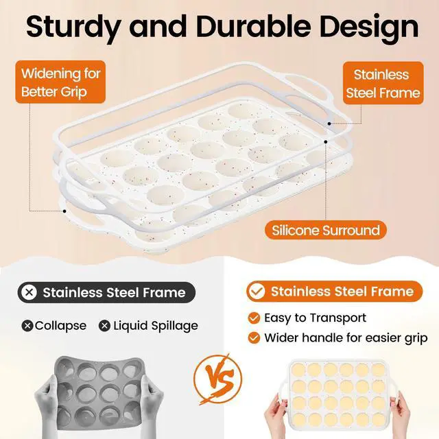 Alt view image 3 of 7 - Silicone Mini Muffin Pan With Metal Reinforced Frame - 24 Cups Durable Silicone Cupcake Pan for Muffin, Cupcakes, BPA Free and Dishwasher Safe - 1 Piece Beige with Rainbow Spots