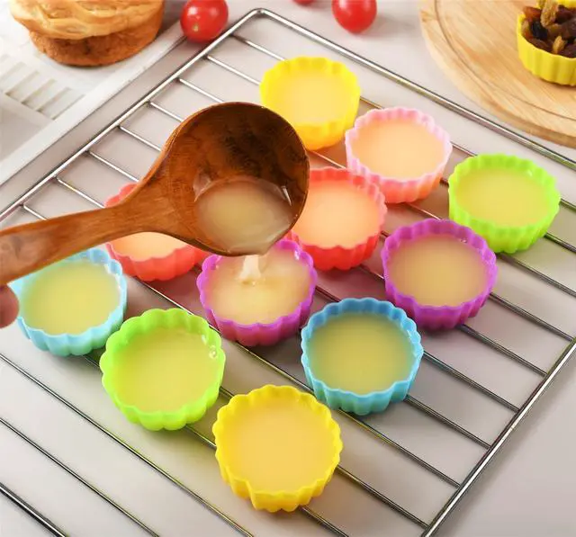 Alt view image 7 of 7 - Reusable Silicone Baking Cups, 2 Inch Mini Size Silicone Cupcake Liners for baking, Multi Flower Shapes reusable Muffin Liners, Pack of 36, Multicolor