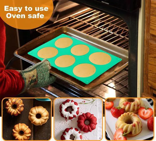 Alt view image 5 of 7 - 6-Cavity Fluted Tube Cake Pan,3Pcs Silicone Cake Pan, Non-stick Mix Mini Baking Mold for Cupcake Cornbread Brownie Jello