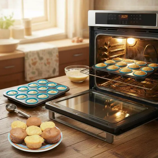 Alt view image 5 of 6 - 2 Set 12-cup Non Stick Carbon Steel Muffin Pan for Baking with 24 Reusable Silicone Liners, Non Toxic Cupcake Pan Muffin Tin for Easter Wedding Brownies Egg Bite, Easy to Pop(Blue)