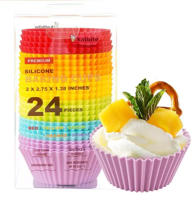Main image of Silicone Cupcake Liners 24 Pack, Reusable Muffin Baking Cups