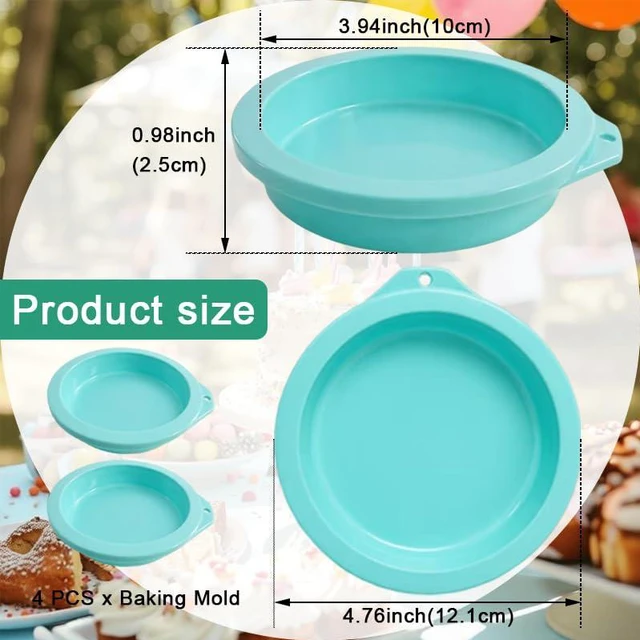 Alt view image 2 of 5 - 4 Count 4.76 Inch Silicone Air Fryer Egg Molds, Non-Stick Egg Bite Baking Molds for Mini Pancake, Muffin Top, Hamburger Bun, Reusable Air Fryer Cooking Accessories, Green