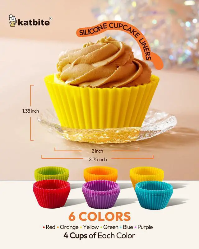 Alt view image 3 of 7 - Silicone Cupcake Liners 24 Pack, Reusable Muffin Baking Cups