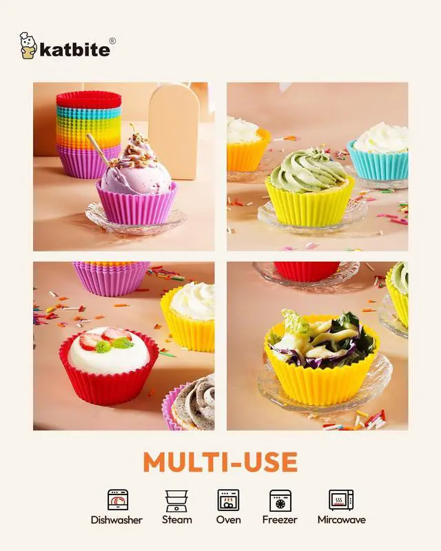 Alt view image 4 of 7 - Silicone Cupcake Liners 24 Pack, Reusable Muffin Baking Cups