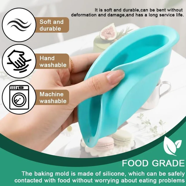 Alt view image 3 of 5 - 4 Count 4.76 Inch Silicone Air Fryer Egg Molds, Non-Stick Egg Bite Baking Molds for Mini Pancake, Muffin Top, Hamburger Bun, Reusable Air Fryer Cooking Accessories, Green