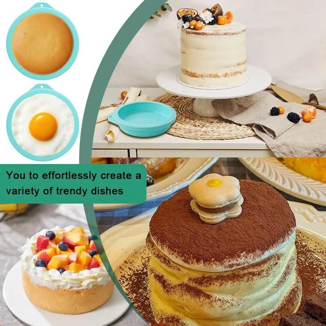 Alt view image 4 of 5 - 4 Count 4.76 Inch Silicone Air Fryer Egg Molds, Non-Stick Egg Bite Baking Molds for Mini Pancake, Muffin Top, Hamburger Bun, Reusable Air Fryer Cooking Accessories, Green
