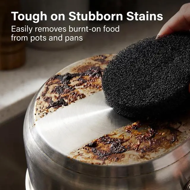 Alt view image 3 of 7 - Steeli Sponge for Stainless Steel, Effortlessly Cleans Burnt Food - No Scratch, Safe for Nonstick Cookware, Reusable Kitchen Scrubbing Pad, Steeli 3 Pack