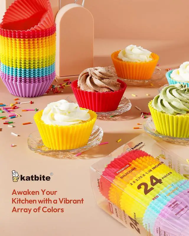 Alt view image 7 of 7 - Silicone Cupcake Liners 24 Pack, Reusable Muffin Baking Cups