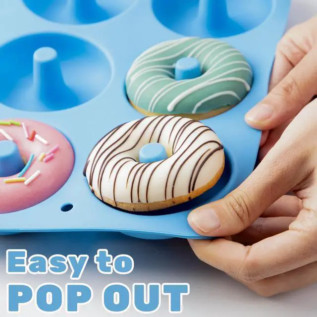 Alt view image 2 of 6 - Non-Stick Silicone Donut Pan Set of 2, BPA-Free, Easy Release(Blue)