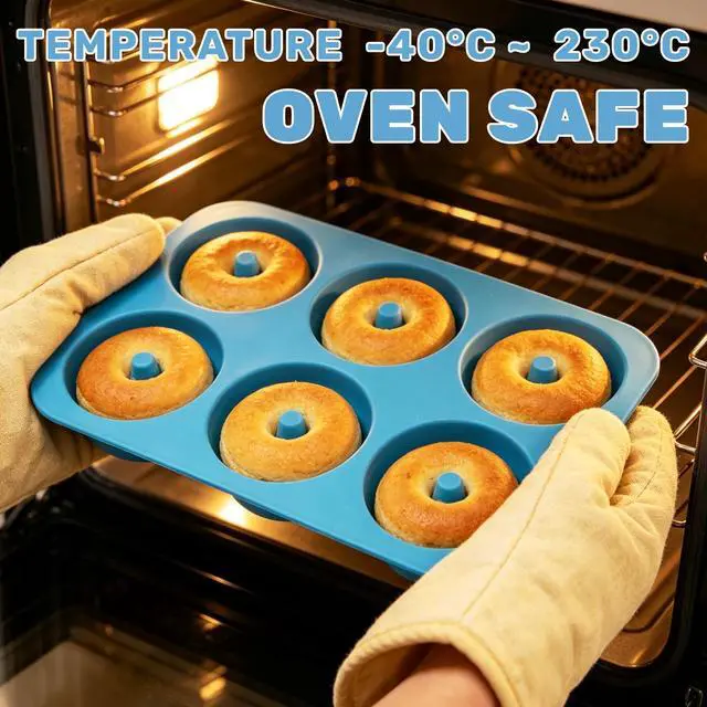 Alt view image 3 of 6 - Non-Stick Silicone Donut Pan Set of 2, BPA-Free, Easy Release(Blue)
