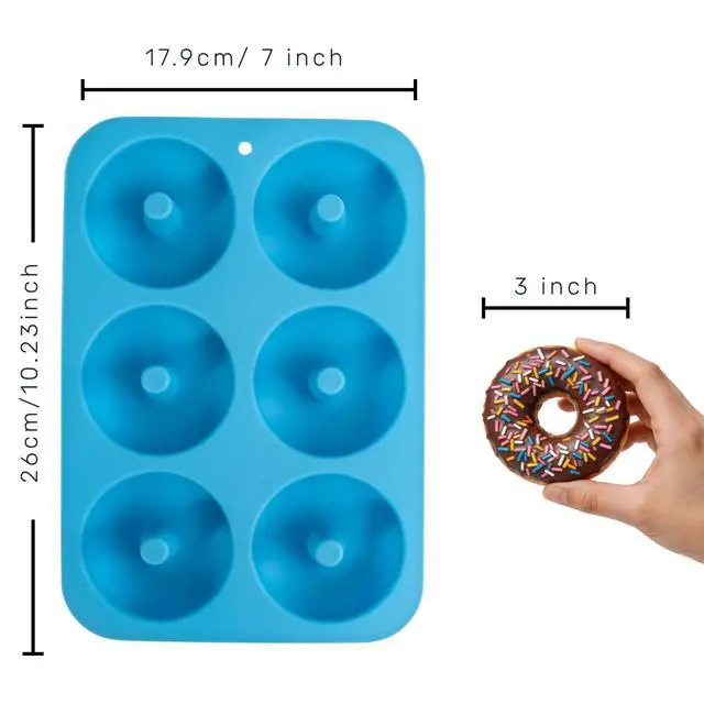 Alt view image 6 of 6 - Non-Stick Silicone Donut Pan Set of 2, BPA-Free, Easy Release(Blue)