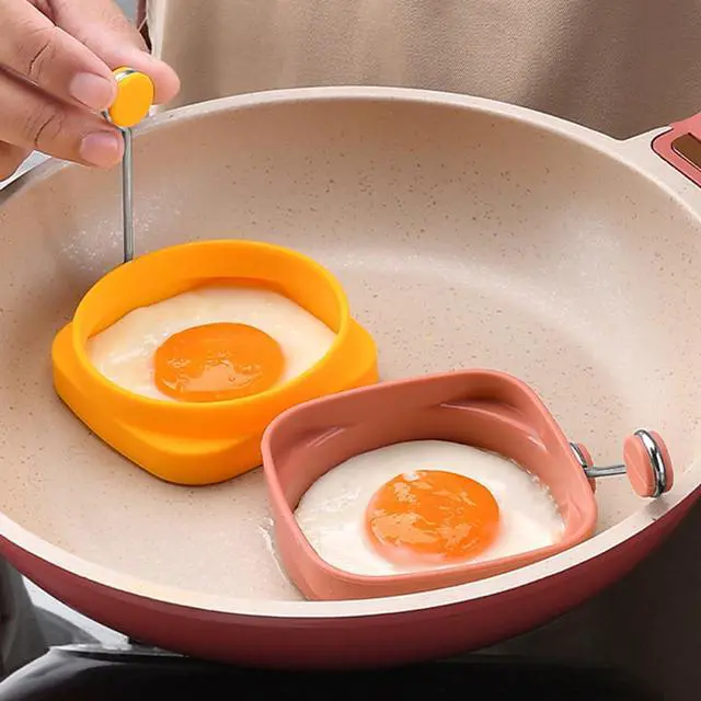 Alt view image 4 of 7 - Yelleow Fried Egg High Temperature Resistance Flexible Food Grade Double-sided Square Round Egg Fryer Mould for Home Fried Egg RingSpecialty CookwareEggs Poachers