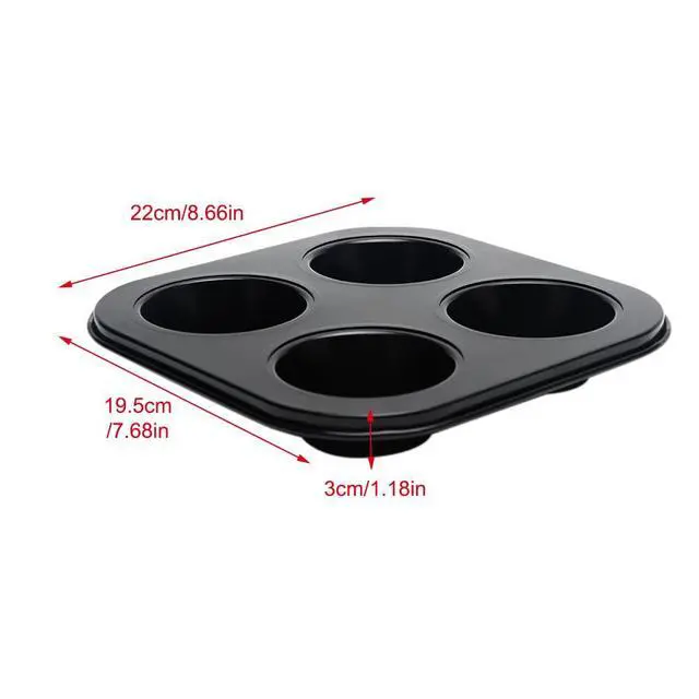 Alt view image 7 of 7 - 4 Cup Muffin Pan Mold - Non-Stick Cupcake Baking Tray/Tin - Carbon Steel Cake Mould For home, cafe bar and restaurant (Black)