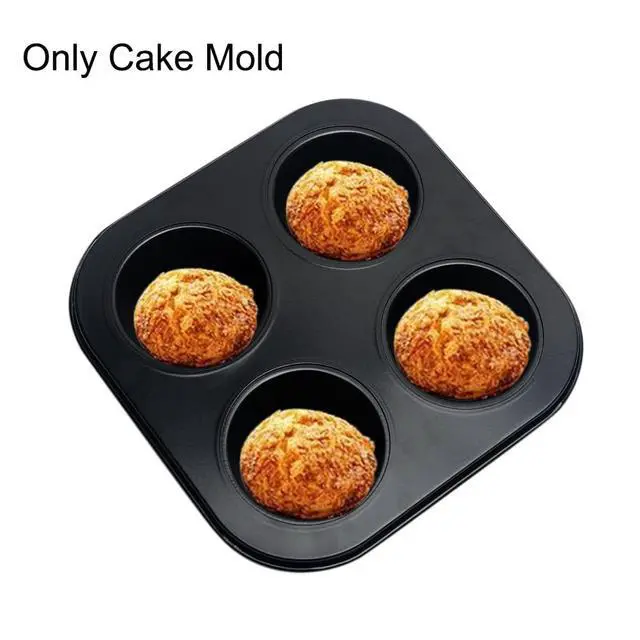 Alt view image 6 of 7 - 4 Cup Muffin Pan Mold - Non-Stick Cupcake Baking Tray/Tin - Carbon Steel Cake Mould For home, cafe bar and restaurant (Black)