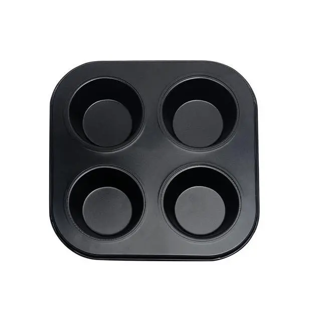 Alt view image 5 of 7 - 4 Cup Muffin Pan Mold - Non-Stick Cupcake Baking Tray/Tin - Carbon Steel Cake Mould For home, cafe bar and restaurant (Black)