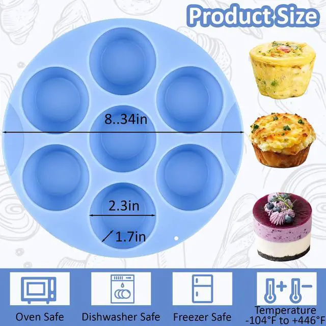 Alt view image 5 of 7 - Silicone Egg Bite Molds 3Pc Air Fryer Muffin Pan Air Fryer Egg Mold Silicone Cupcake Molds for Airfryer Nonstick Silicones Mini Muffin Mold for Eggs Bite Hamburger Bun Tart Bread Cupcake
