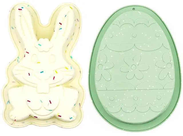 Main image of Easter Bunny Cake Pan Ornamental Egg Cake Pan Silicone Mold for Chocolate Candy Soap Candle Making DIY