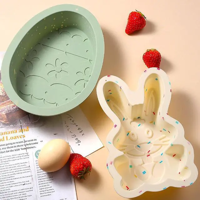Alt view image 2 of 7 - Easter Bunny Cake Pan Ornamental Egg Cake Pan Silicone Mold for Chocolate Candy Soap Candle Making DIY