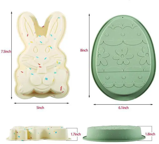 Alt view image 3 of 7 - Easter Bunny Cake Pan Ornamental Egg Cake Pan Silicone Mold for Chocolate Candy Soap Candle Making DIY