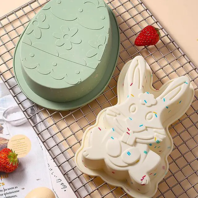 Alt view image 6 of 7 - Easter Bunny Cake Pan Ornamental Egg Cake Pan Silicone Mold for Chocolate Candy Soap Candle Making DIY