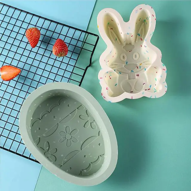 Alt view image 7 of 7 - Easter Bunny Cake Pan Ornamental Egg Cake Pan Silicone Mold for Chocolate Candy Soap Candle Making DIY