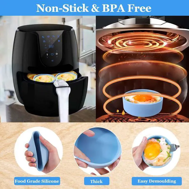 Alt view image 7 of 7 - Silicone Air Fryer Egg Mold,Air Fryer Safe Dishes Bowl,BPA Free