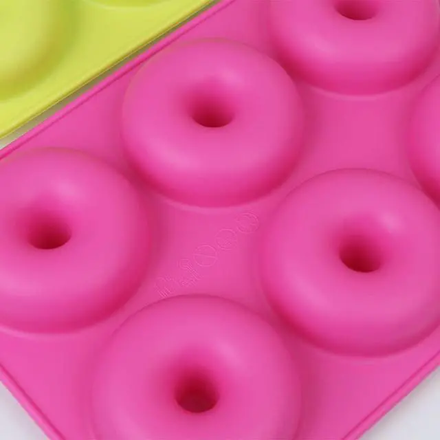 Alt view image 2 of 6 - Silicone Donut Molds, 3-Pack of Non-Stick Food Grade Silicone Pans for Donut Baking Green,Pink,Blue