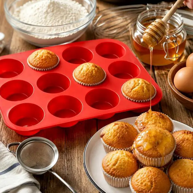 Alt view image 2 of 6 - Silicone Muffin Pan for Baking 12 Cups, Egg Bites Silicone Mold 2 Pack