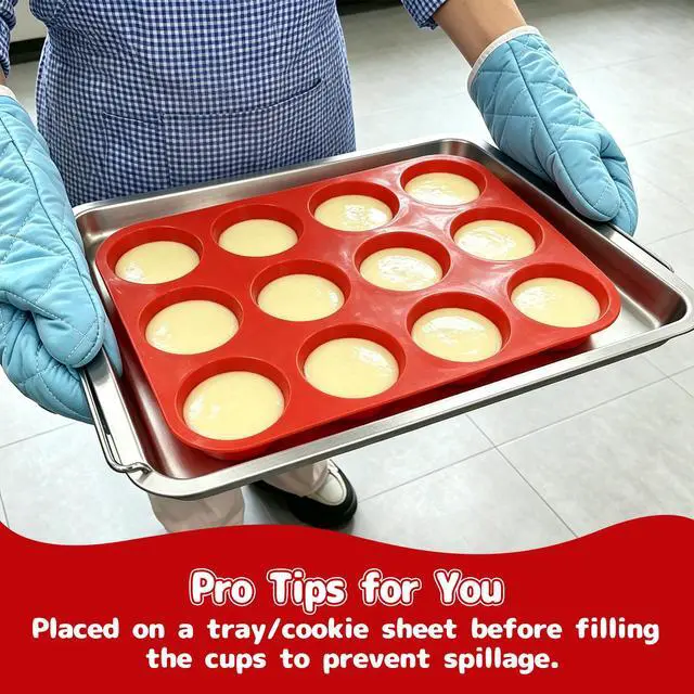 Alt view image 6 of 6 - Silicone Muffin Pan for Baking 12 Cups, Egg Bites Silicone Mold 2 Pack
