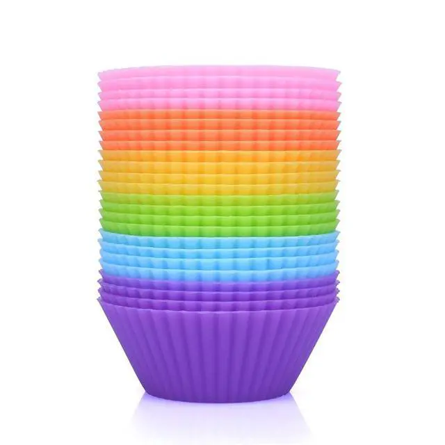 Alt view image 2 of 7 - Mini Silicone Muffin Cups, 24 Pack Reusable Cupcake Molds, Plum Blossom