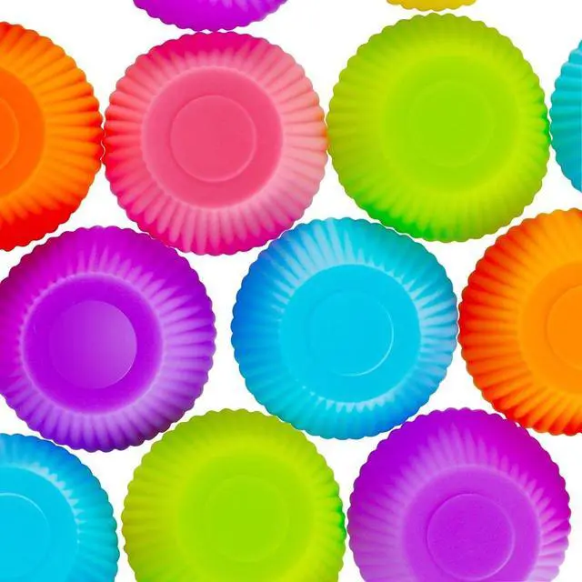 Alt view image 5 of 7 - Mini Silicone Muffin Cups, 24 Pack Reusable Cupcake Molds, Plum Blossom