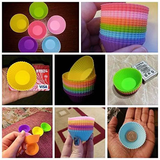 Alt view image 6 of 7 - Mini Silicone Muffin Cups, 24 Pack Reusable Cupcake Molds, Plum Blossom
