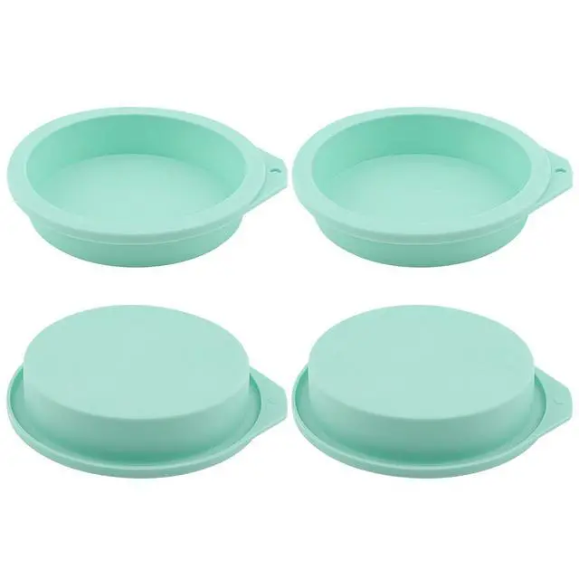 Alt view image 3 of 7 - 4 Pcs Air Fryer Egg Molds, Silicone Non-Stick Muffin and Toast Maker, 4 Inch Air Fryer Muffin Pans for Burger Buns, Pancakes, Air Fryer Accessories (Green)