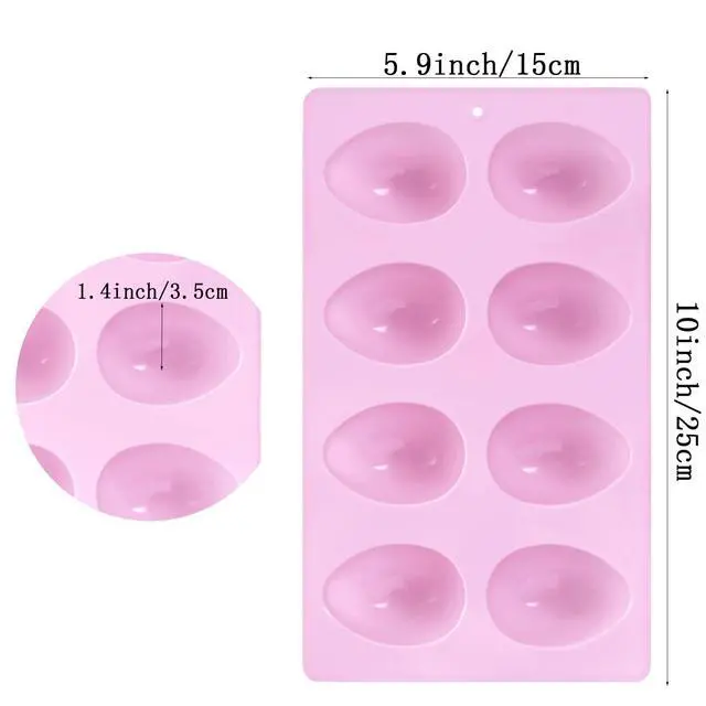 Alt view image 2 of 7 - 8-Cavity Easter Egg Shape Silicone Molds, Baking Supplies for DIY Cake Decoration, Chocolate, Candy, Jello, Pastry, Muffin, Bread (Purple)