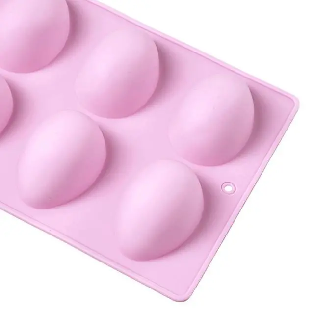 Alt view image 3 of 7 - 8-Cavity Easter Egg Shape Silicone Molds, Baking Supplies for DIY Cake Decoration, Chocolate, Candy, Jello, Pastry, Muffin, Bread (Purple)