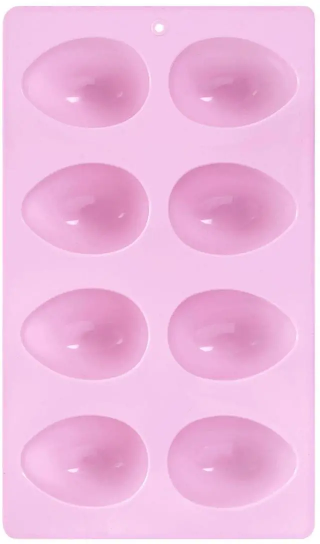 Main image of 8-Cavity Easter Egg Shape Silicone Molds, Baking Supplies for DIY Cake Decoration, Chocolate, Candy, Jello, Pastry, Muffin, Bread (Purple)